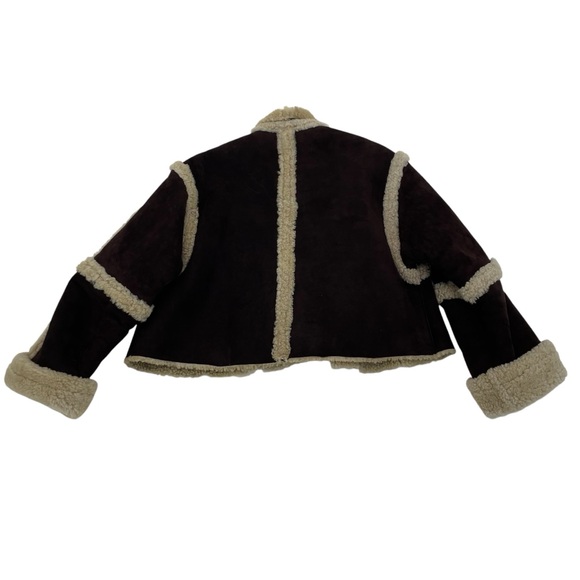 ❣️HP❣️Vakko Shearling & Suede Coat Large Brown/Natural - Picture 10 of 14
